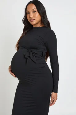 Robe Midi De Maternité Avec Taille Nouée