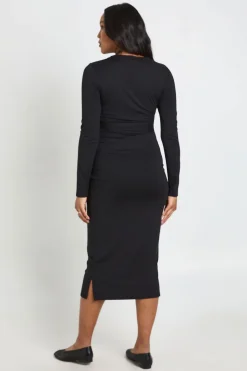 Robe Midi De Maternité Avec Taille Nouée