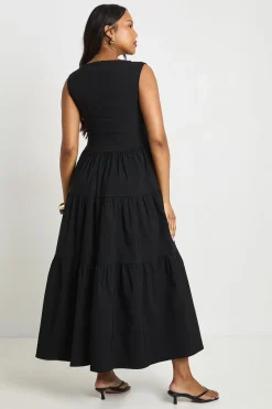 Robe Midi De Maternité En Bengaline À Encolure Carrée