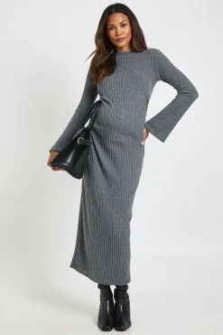 Robe Midi de Maternité à Encolure Bateau