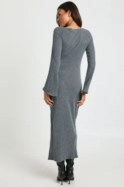 Robe Midi de Maternité à Encolure Bateau