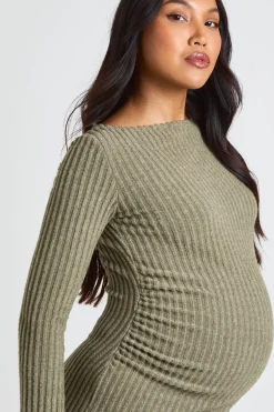 Robe Midi De Maternité À Encolure Bardot
