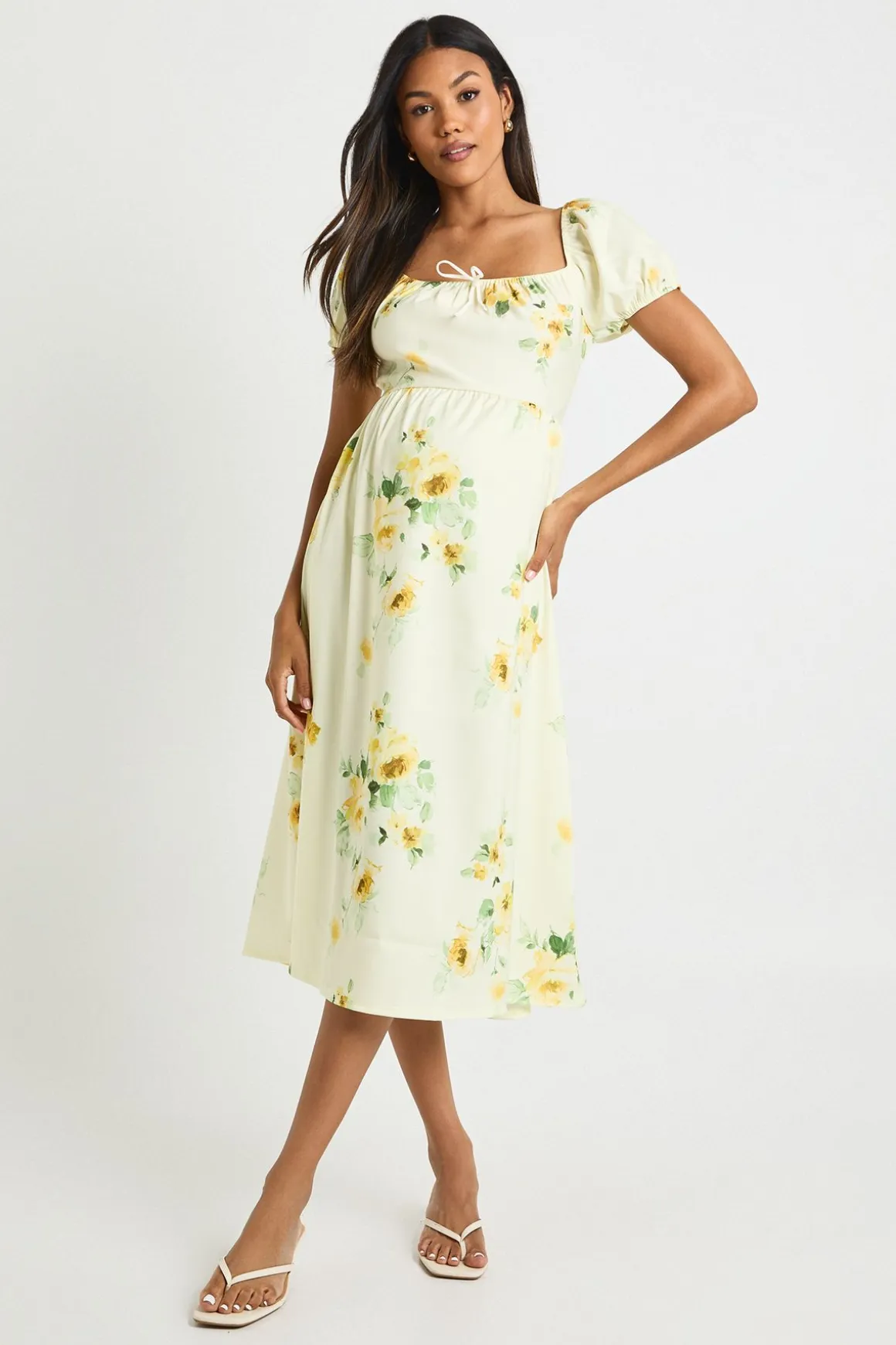 robe midi de maternité à motif fleuri style laitière