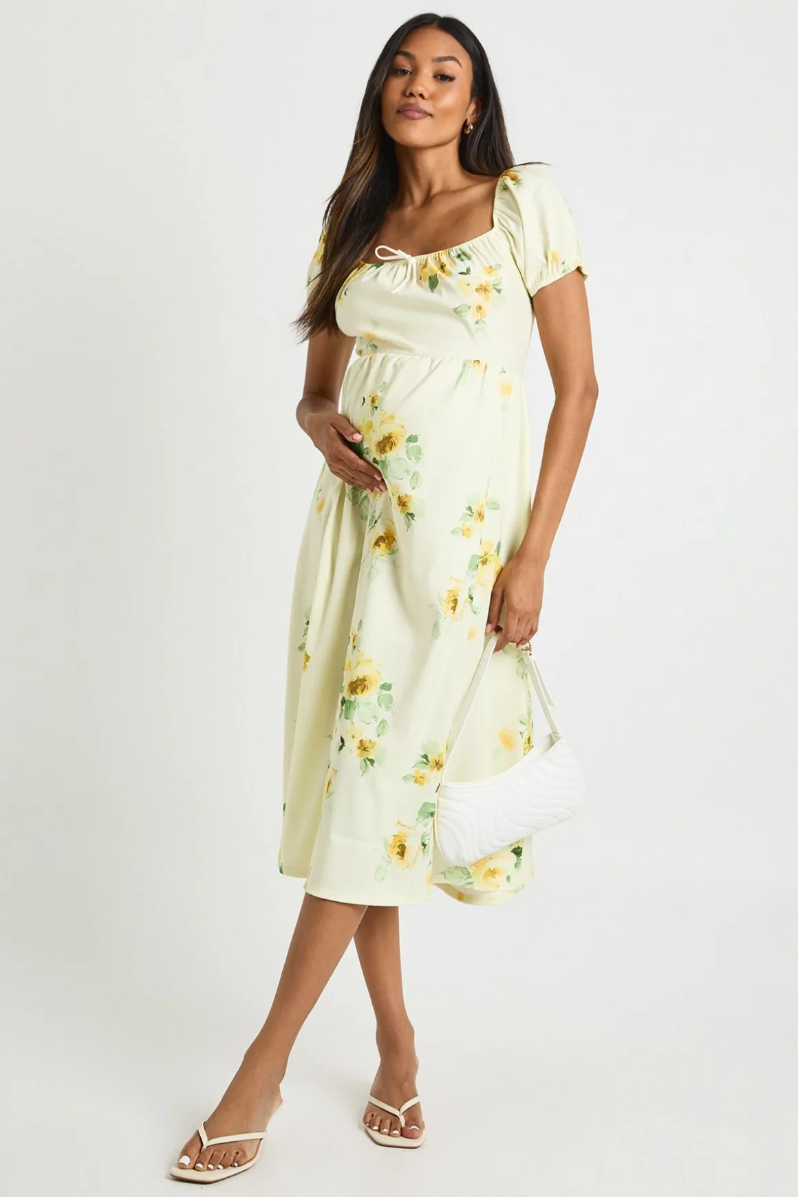robe midi de maternité à motif fleuri style laitière
