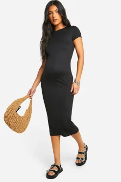 Robe midi de maternité ultra douce à manches courtes