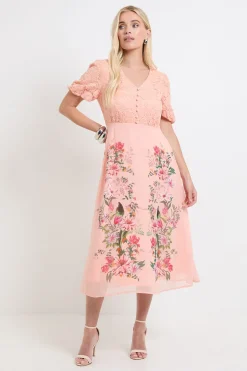 Robe Midi À Dentelle Florale Avec Boutons Petite