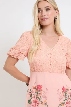 Robe Midi À Dentelle Florale Avec Boutons Petite