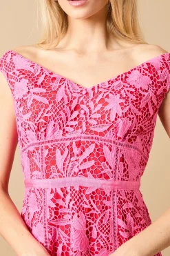 Oasis Robe Midi à Dentelle Florale Épaules Dénudées<Femme Robes Mi-Longues|Satin Et Dentelle
