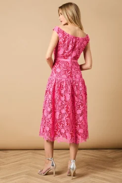 Oasis Robe Midi à Dentelle Florale Épaules Dénudées<Femme Robes Mi-Longues|Satin Et Dentelle