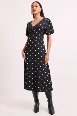 Wallis Robe Midi De Thé À Col En V En Jersey À Pois s (S)<Femme Toutes Les Robes|Robes D’Automne