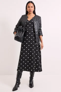 Wallis Robe Midi De Thé À Col En V En Jersey À Pois s (S)<Femme Toutes Les Robes|Robes D’Automne