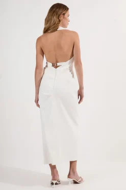 Robe midi dos asymétrique tailleur soignée