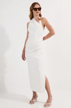 Robe midi dos asymétrique tailleur soignée