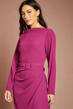 Coast Robe Midi À Dos En V Avec Ceinture Et Jupe Drapée<Femme Robes Mi-Longues|Robes