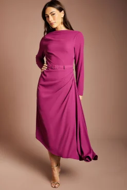 Coast Robe Midi À Dos En V Avec Ceinture Et Jupe Drapée<Femme Robes Mi-Longues|Robes