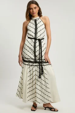 Robe Midi Dos Nu À Détails Contrastés
