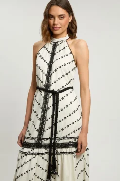Robe Midi Dos Nu À Détails Contrastés