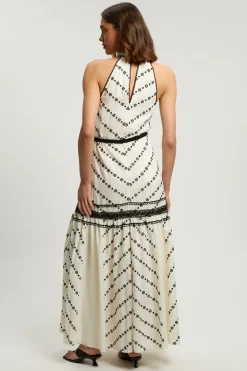 Robe Midi Dos Nu À Détails Contrastés