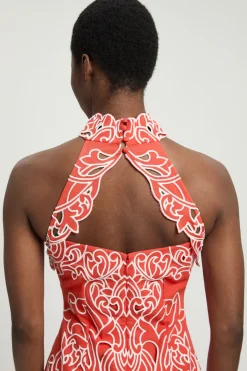 KarenMillen Robe Midi Dos-nu En Coton Tissé Avec Broderie Ajourée<Femme Robes Mi-Longues|Robes