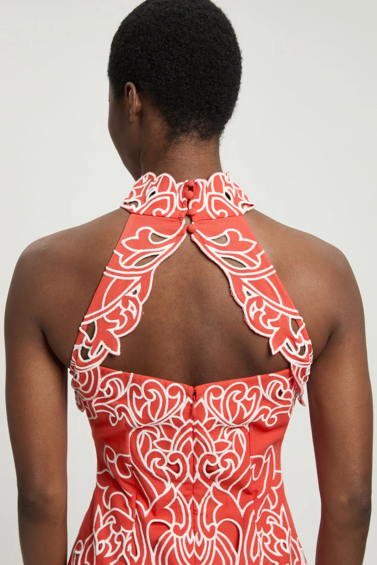 KarenMillen Robe Midi Dos-nu En Coton Tissé Avec Broderie Ajourée<Femme Robes Mi-Longues|Robes