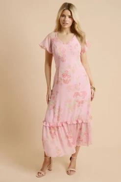 Robe Midi Dp Luxe À Manches Raglan Papillon Et Imprimé Fleuri