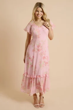 Robe Midi Dp Luxe À Manches Raglan Papillon Et Imprimé Fleuri