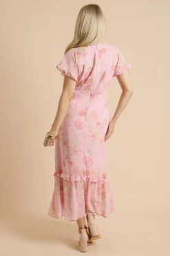 Robe Midi Dp Luxe À Manches Raglan Papillon Et Imprimé Fleuri