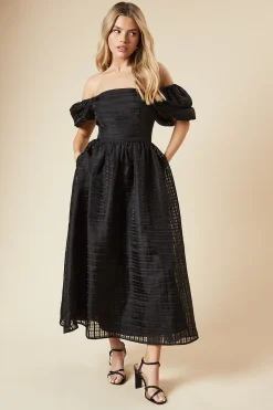 Dorothy Perkins Robe Midi DP Luxe Seersucker Col Carré<Femme Robes Mi-Longues|Robes Bal De Promo