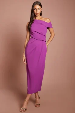 Coast Robe Midi Drapée Aux Épaules Et À La Taille<Femme Toutes Les Robes|Robes Mi-Longues