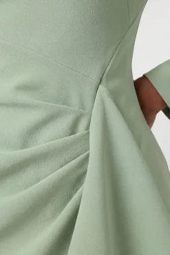 Robe Midi Drapée À Encolure Asymétrique En Tissu Stretch Compact Petite