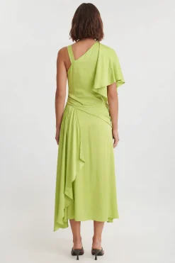 Robe Midi Drapée En Satin De Viscose