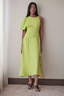 Robe Midi Drapée En Satin De Viscose