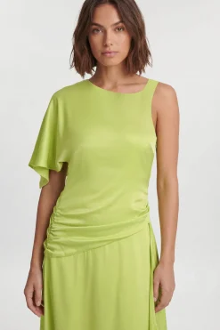 Robe Midi Drapée En Satin De Viscose
