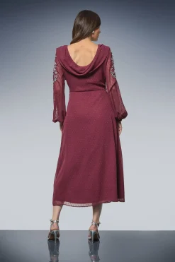 Robe Midi Drapée Ornée pour Occasions Spéciales