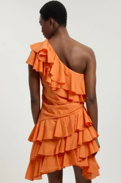 KarenMillen Robe Midi Drapée À Volants Spectaculaires<Femme Robes|Robes Mi-Longues