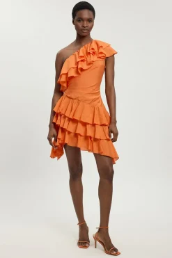 KarenMillen Robe Midi Drapée À Volants Spectaculaires<Femme Robes|Robes Mi-Longues