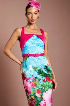 Robe Midi Droite Imprimée Lisa Beige