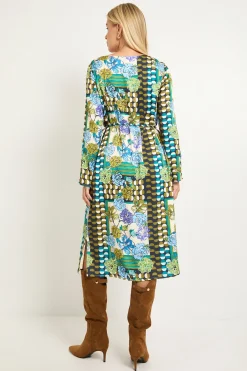 Wallis Robe Midi Droite À Patchwork Petite Taille<Femme Robes Mi-Longues|Robes À Manches Longues