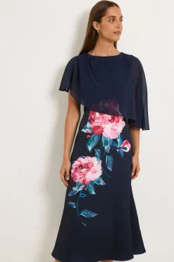 Robe Midi À Détail Cape Floral