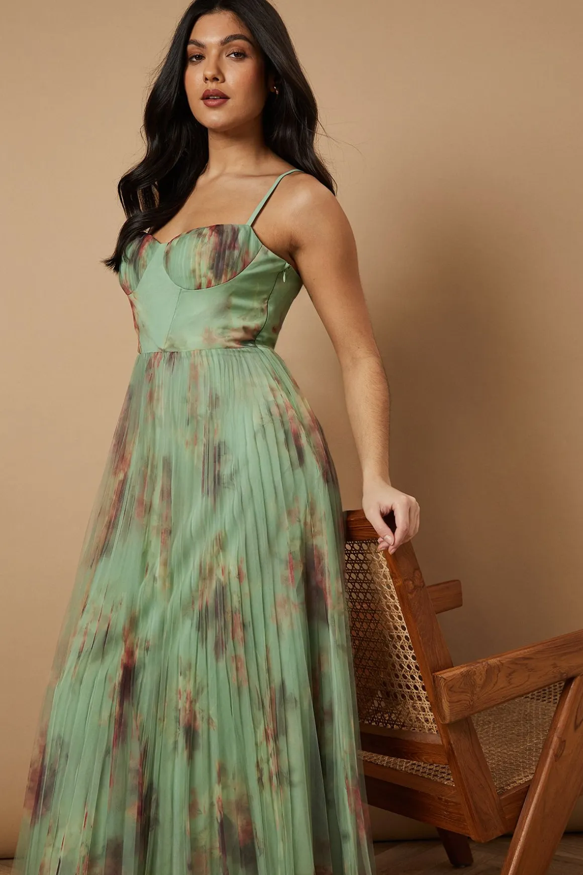 Robe Midi à Détail Corset Fleuri