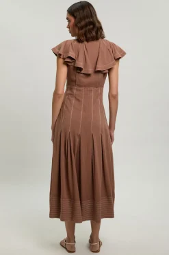 Robe Midi À Détails De Coutures Contrastantes Surpiquées