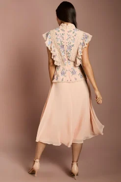 Robe Midi À Détails De Volants Ornementés