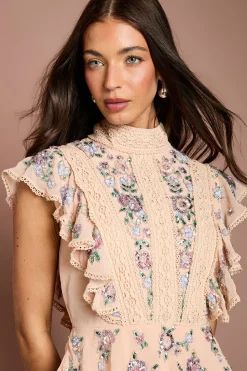 Robe Midi À Détails De Volants Ornementés