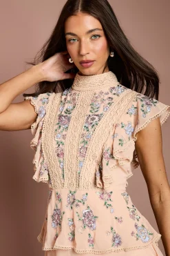 Robe Midi À Détails De Volants Ornementés