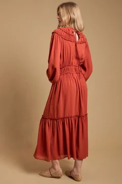 Robe Midi à Détails Volantés