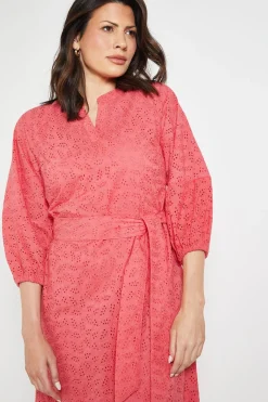 Robe Midi D'été Broderie Anglaise Avec Ceinture