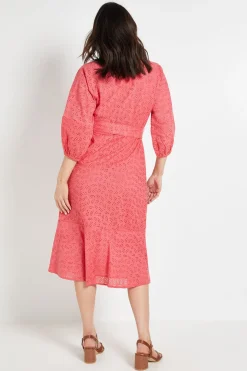 Robe Midi D'été Broderie Anglaise Avec Ceinture