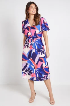 Robe Midi D'été Florale À Nœud