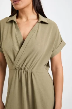 Robe Midi D'été À Manches Retroussées