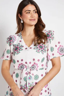 Robe Midi D'été À Motif Paisley Avec Nœud